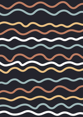 abstract hand drawn Scandi style wavy lines pattern 