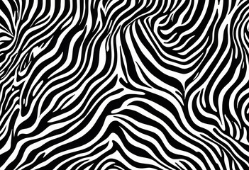 Abstract Modern black and white monochrome soft bend zebra pattern striped line art pattern background