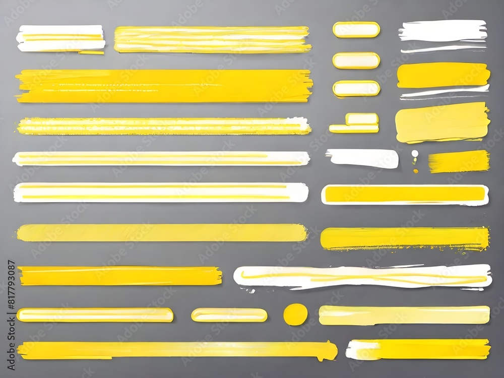 Poster yellow highlight marker lines, highlighters pen acid strokes. underline brush or pen line for text, 