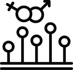 Gender equality conceptual icon with male and female symbols, promoting balance, diversity, inclusion, and empowerment