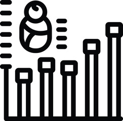 Vector black line icon of baby growth chart measurement milestone and development for pediatric care and parenting infographic