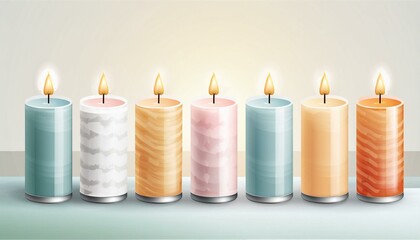 Colección velas con fragancias de verano, packaging mockup velas de lujo aesthetic, set de velas decoración hogar de colores
