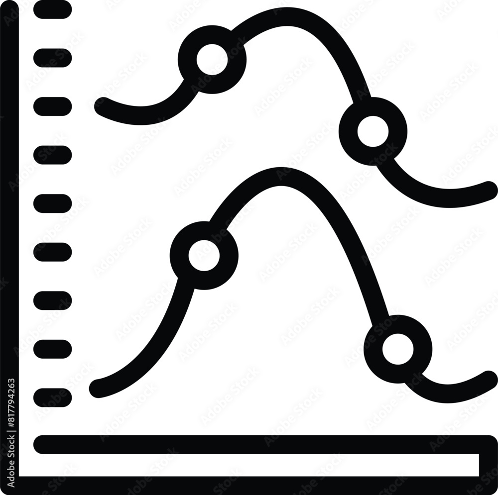 Poster simple black line graph vector icon with adjustable data points and a vertical axis