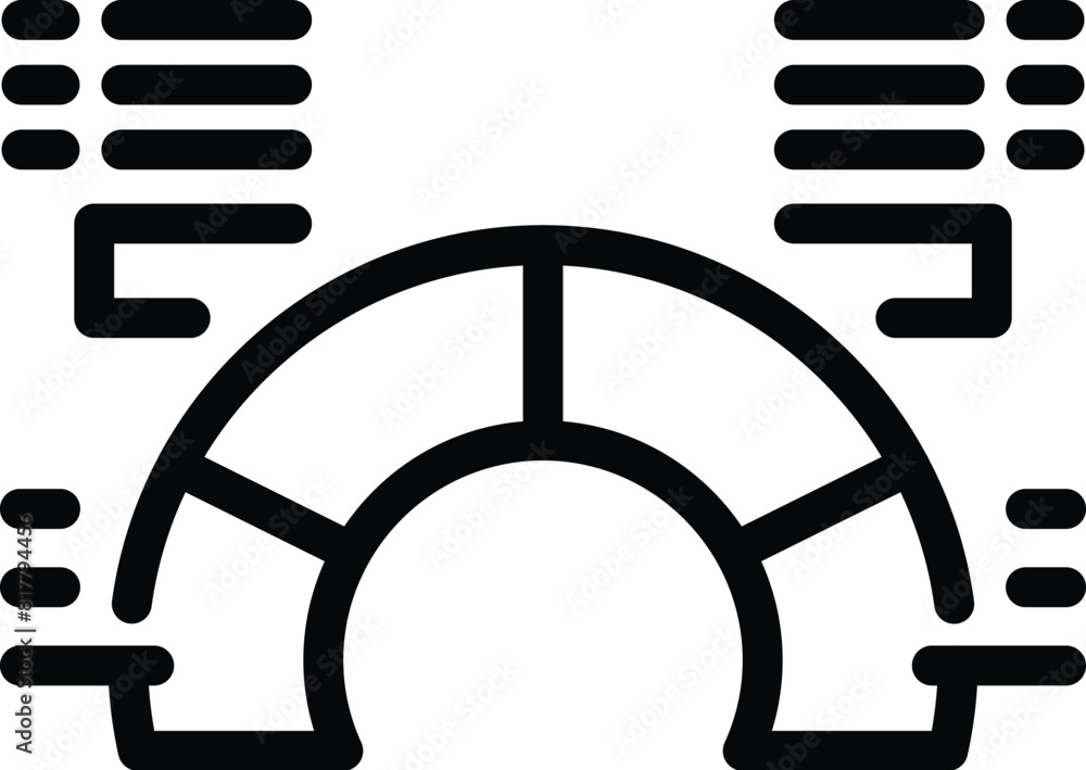Poster simplified line art icon of a speedometer in a modern, flat design style for gauge concepts