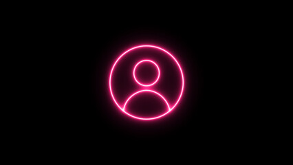 Neon glowing user icon. neon profile icon. avatar user profile icons. neon user silhouette isolated on black background.