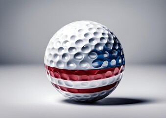 Golf ball isolated on white light with american flag cutout