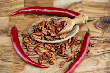 rote Früchte der Chilipflanze Capsicum