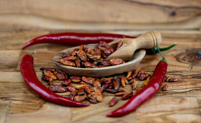 rote Früchte der Chilipflanze Capsicum