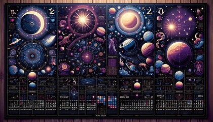 A detailed and colorful digital artwork depicting a cosmic scene filled with planets, stars, and galaxies. The vibrant composition evokes a sense of wonder and exploration of the universe