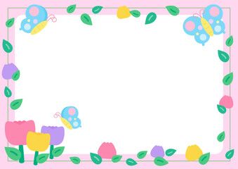 pink tulip flower frame 2