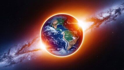 Obraz premium earth with a sun in the background