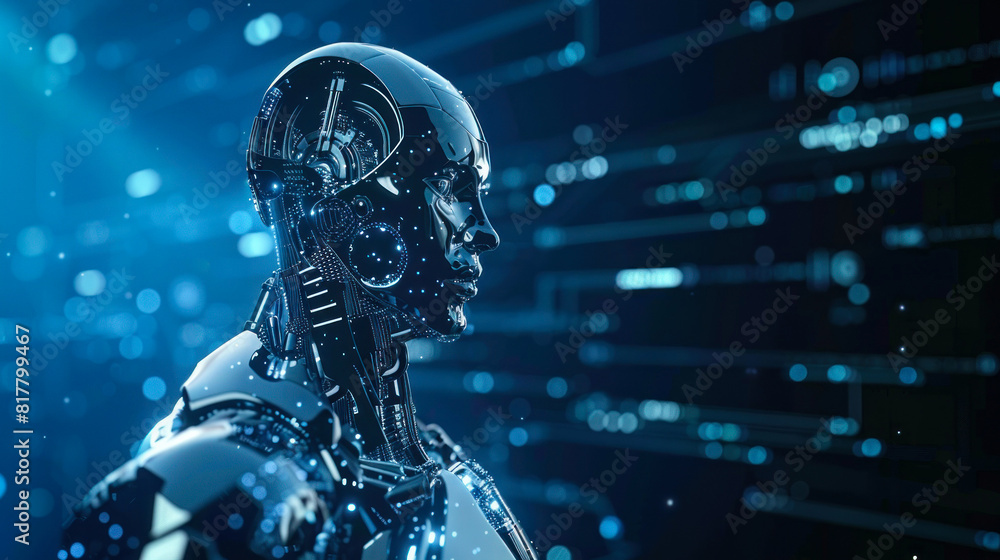Poster robot portrait with high tech detailing