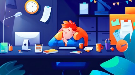 Detailed illustration of a Financial Officer analyzing financial data