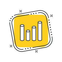 Cartoon diagram icon vector illustration. Analysis icon on isolated yellow square background. Statistics sign concept.