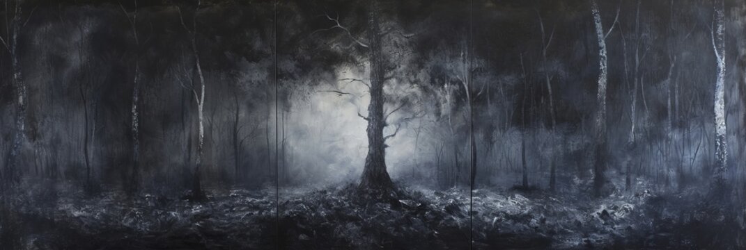 Horror themed cover photo - scary, fearful and dark forest environment