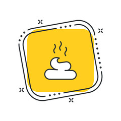 Cartoon pet poop icon vector illustration. Stinky poo on isolated yellow square background. Shit sign concept.