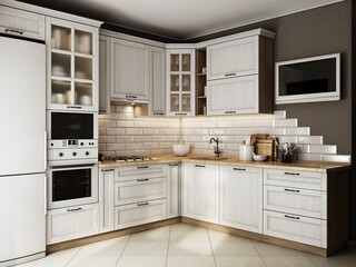 Fototapeta premium New modern kitchen interior