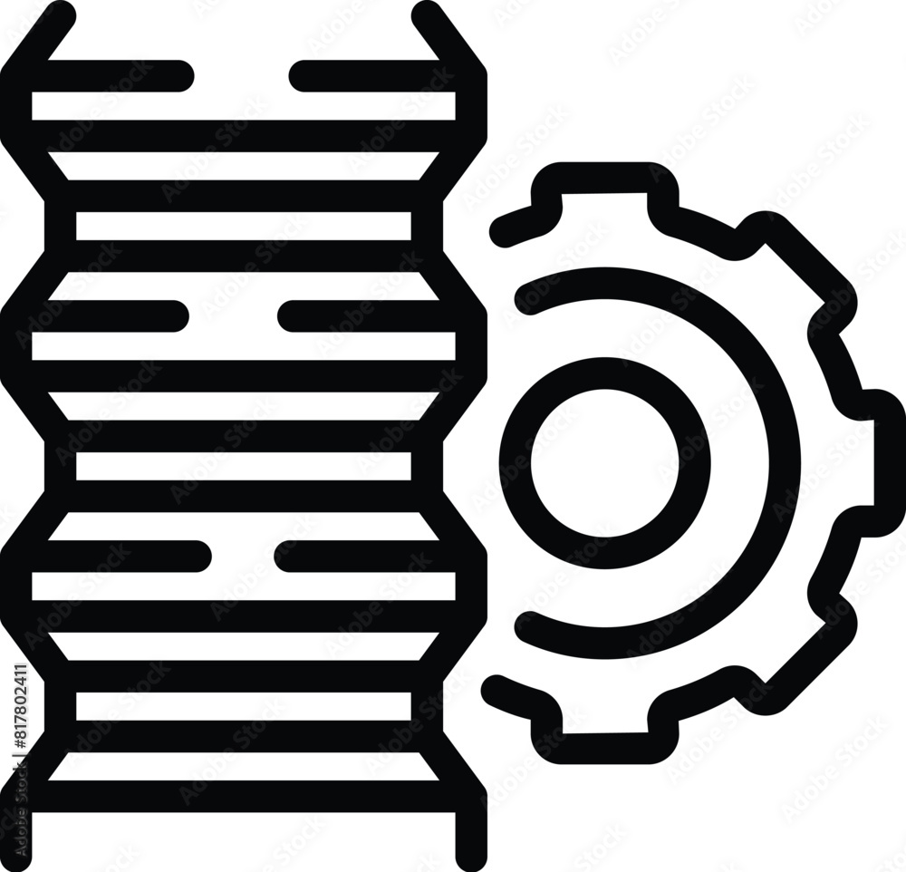 Aufkleber black line icon of a database server rack and a cogwheel, representing technology infrastructure