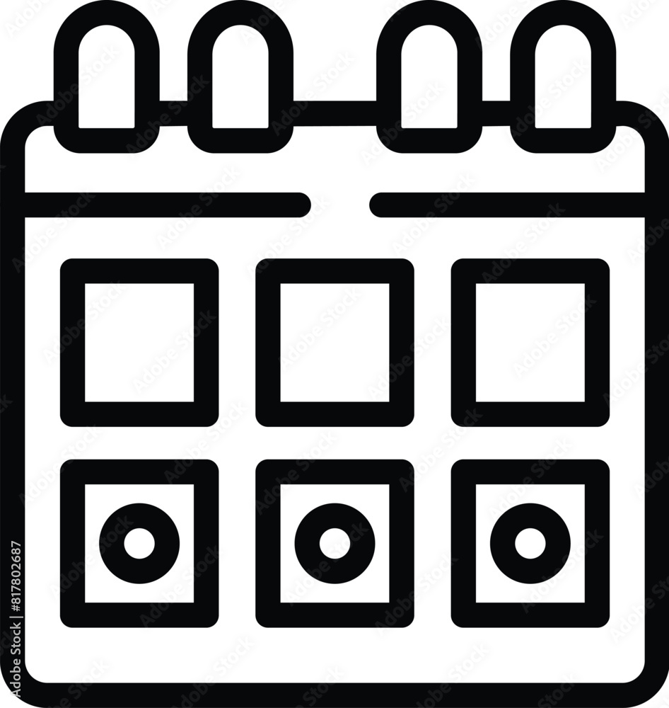 Poster simplified minimalist calendar icon outline for web and app mobile design with black and white graph
