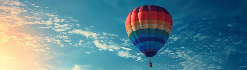 Naklejka premium A hot air balloon soaring through the sky, its fabric decorated with the colors of the agender flag, representing limitless possibilities