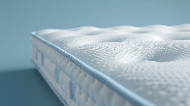 Detailed view of a mattress on a table. Ideal for showcasing bedding products