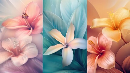 A group of four different colored flowers, perfect for various design projects