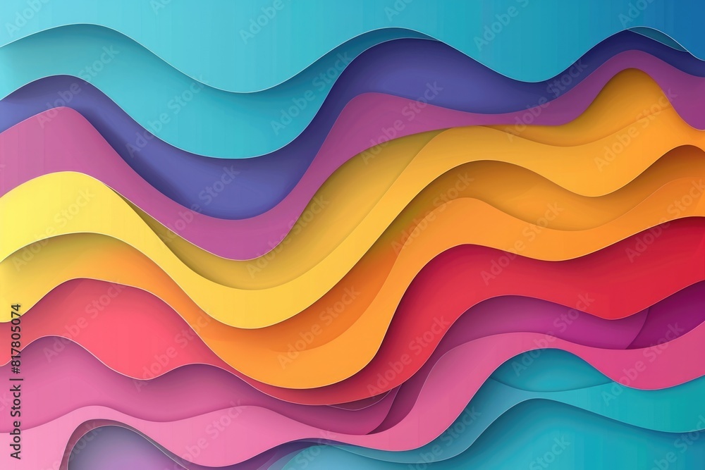 Poster vibrant paper cut shapes in a wave pattern. perfect for creative projects and designs
