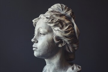 Detailed close-up of a woman statue, suitable for various projects