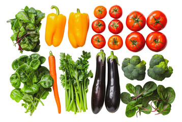 Mixed fresh vegetables assortment, cut out - stock png.