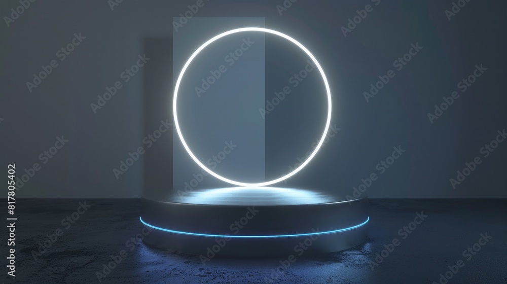 Poster a circular light shining in a dark room, perfect for mysterious or dramatic concepts