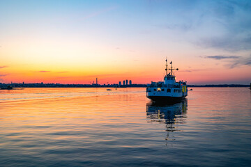 boat at sunset