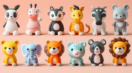 A cute collection of cartoon animal heads including aanimal with a banner in a fun and colorful design