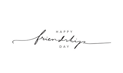 Happy friendship day text calligraphy hand lettering vector illustration best friendship together love greeting design concept forever relationship community group teamwork partner concept ban nner  - Powered by Adobe