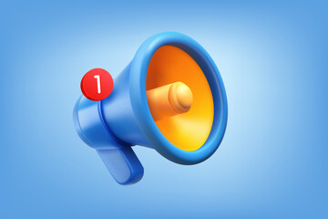 loudspeaker with speech bubble. Announcement concept. 3d vector illustration