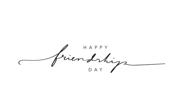 Happy friendship day text calligraphy hand lettering vector illustration best friendship together love greeting design concept forever relationship community group teamwork partner concept ban nner 