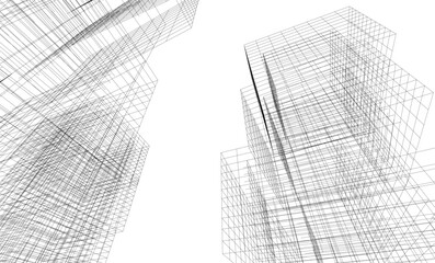 Fototapeta premium abstract architectural drawing 3d illustration
