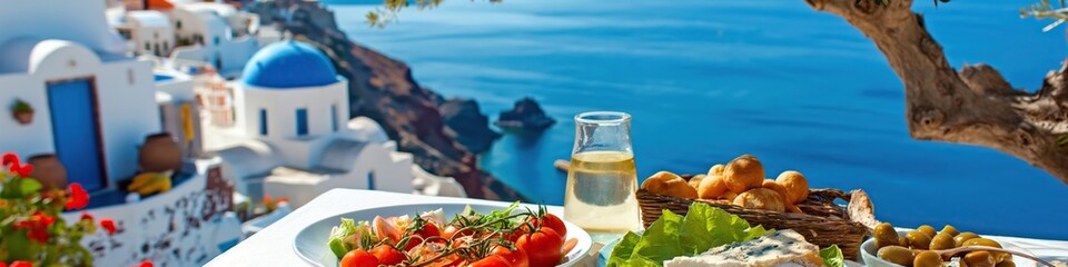 Naklejka premium greece restaurant on the coast