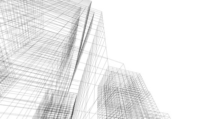 Fototapeta premium abstract architectural drawing 3d illustration