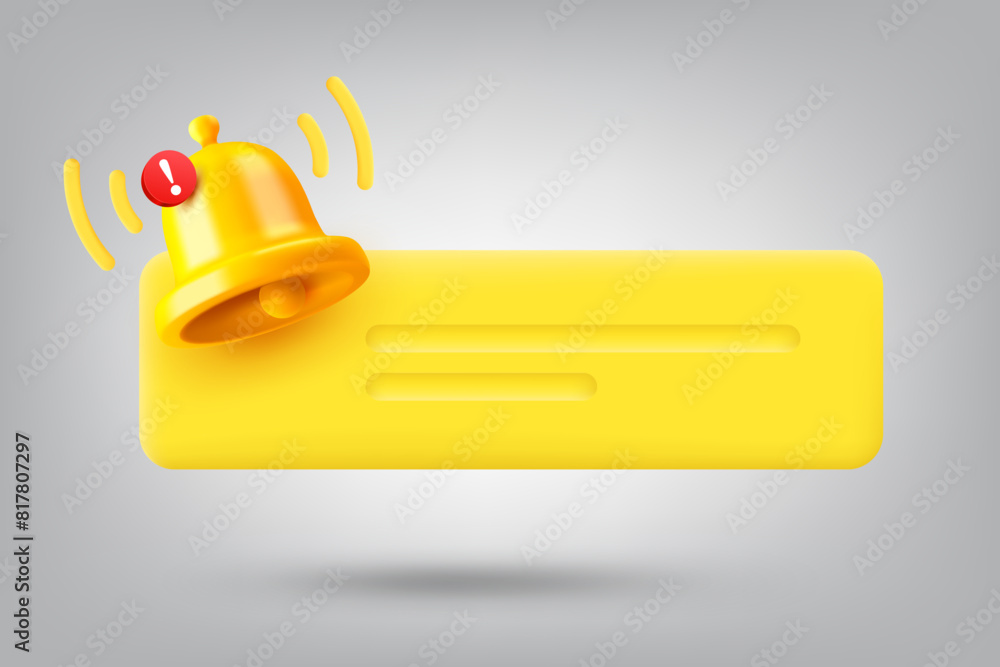 Poster new message concept with the bell and speech bubble. vector 3d illustration
