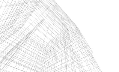 abstract architectural drawing 3d illustration