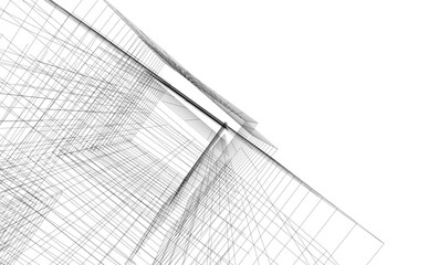 abstract architectural drawing 3d illustration