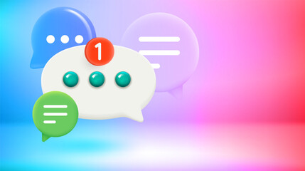 Digital communication concept. Vector 3d banner with copy space