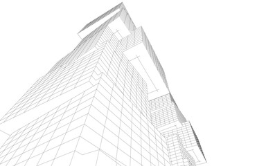 abstract architectural drawing 3d illustration