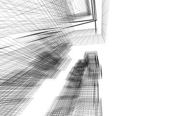 abstract architectural drawing 3d illustration