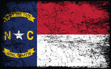 Grunge North Carolina flag. Vector flag of North Carolina.
