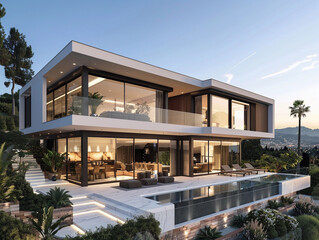 Modern villa with infinity pool and panoramic view
