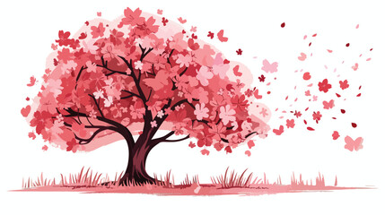 Cherry blossom tree. Japanese plant sakura blooms