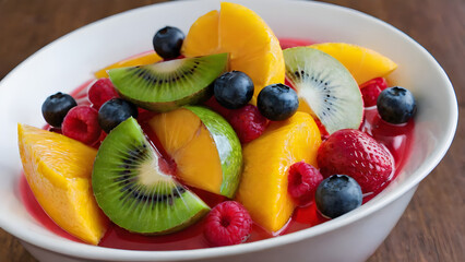 fruit salad in a bowl, fresh and healthy meal, ai generated
