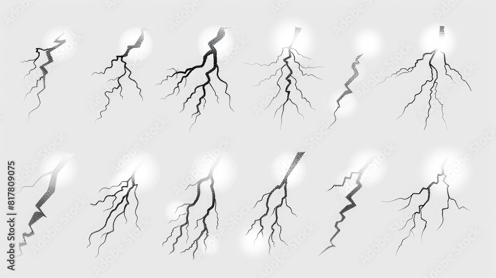 Poster lightning effects on a white background, perfect for graphic design projects