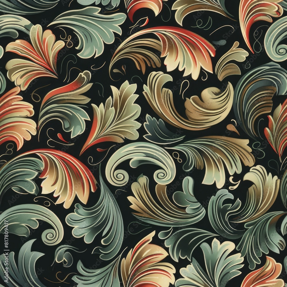 Poster intricate design of swirls and leaves, perfect for various projects